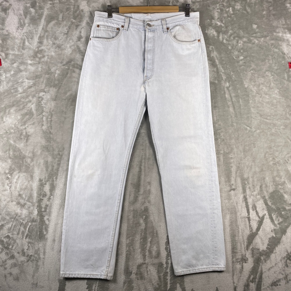 Vintage Levis 501 Jeans Mens 34x30 Made in USA Button Fly 90s Light Wash Denim
